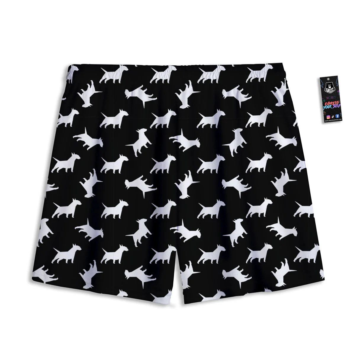 Bull Terrier Black Print Pattern Mesh Shorts - Image 2