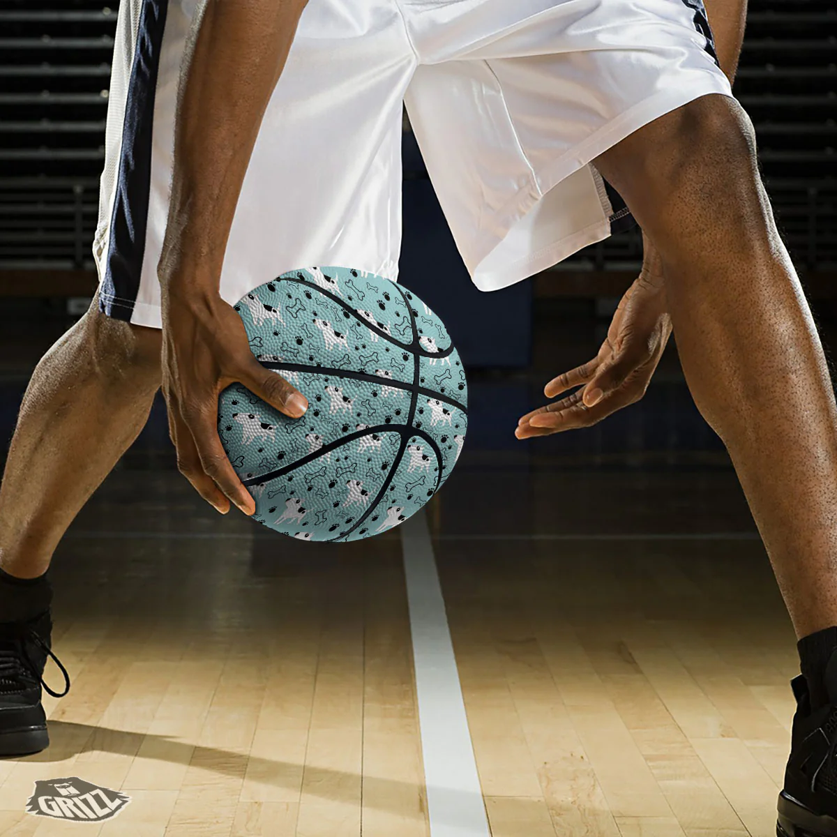 Bull Terrier Laurel Green Print Pattern Basketball - Image 3