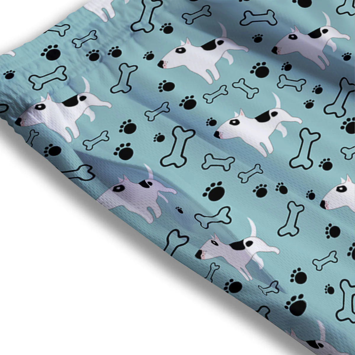 Bull Terrier Laurel Green Print Pattern Mesh Shorts - Image 3
