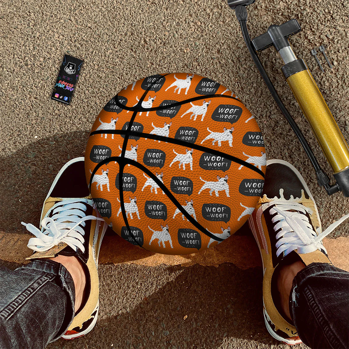 Bull Terrier Orange Print Pattern Basketball - Image 2