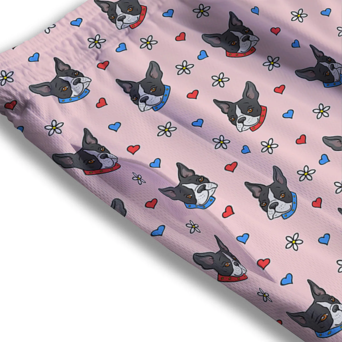 Bull Terrier Pink Print Pattern Mesh Shorts - Image 3