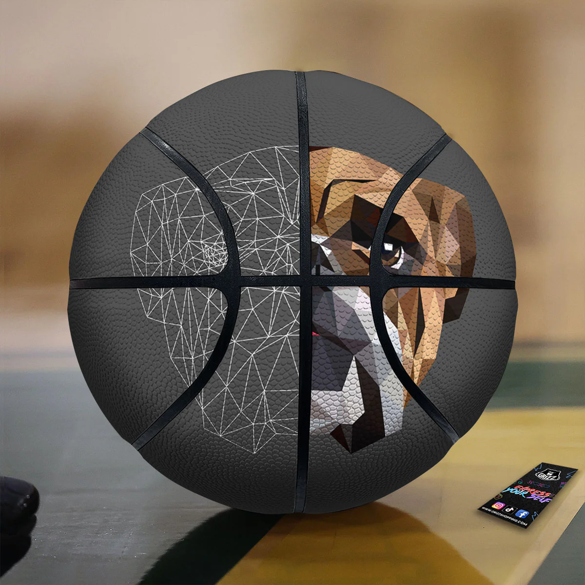 Bulldog Geometric English Print Basketball