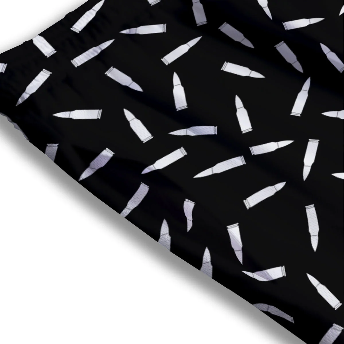 Bullet Gun White Print Pattern Mesh Shorts - Image 3