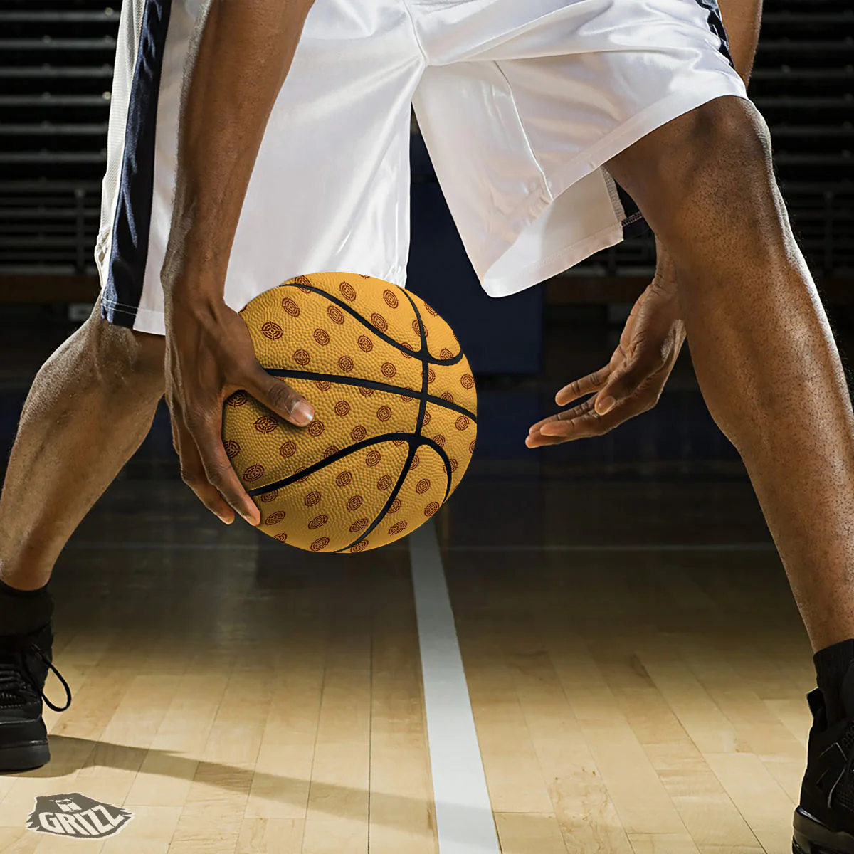 Bullseye Target Orange Print Pattern Basketball - Image 3