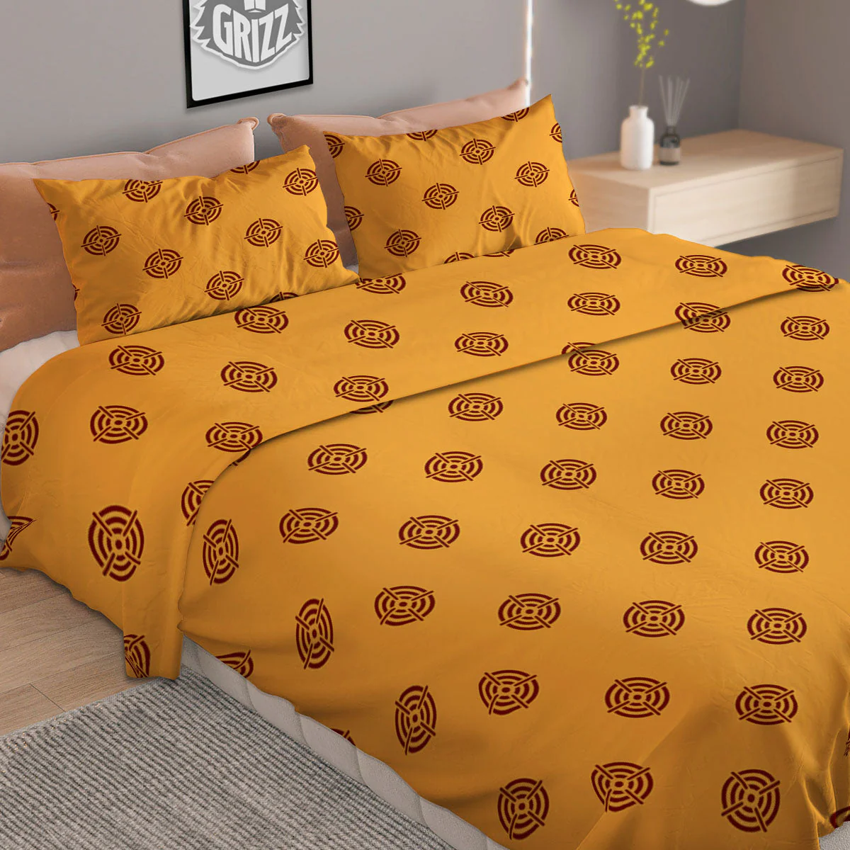 Bullseye Target Orange Print Pattern Duvet Cover Bedding Set - Image 2