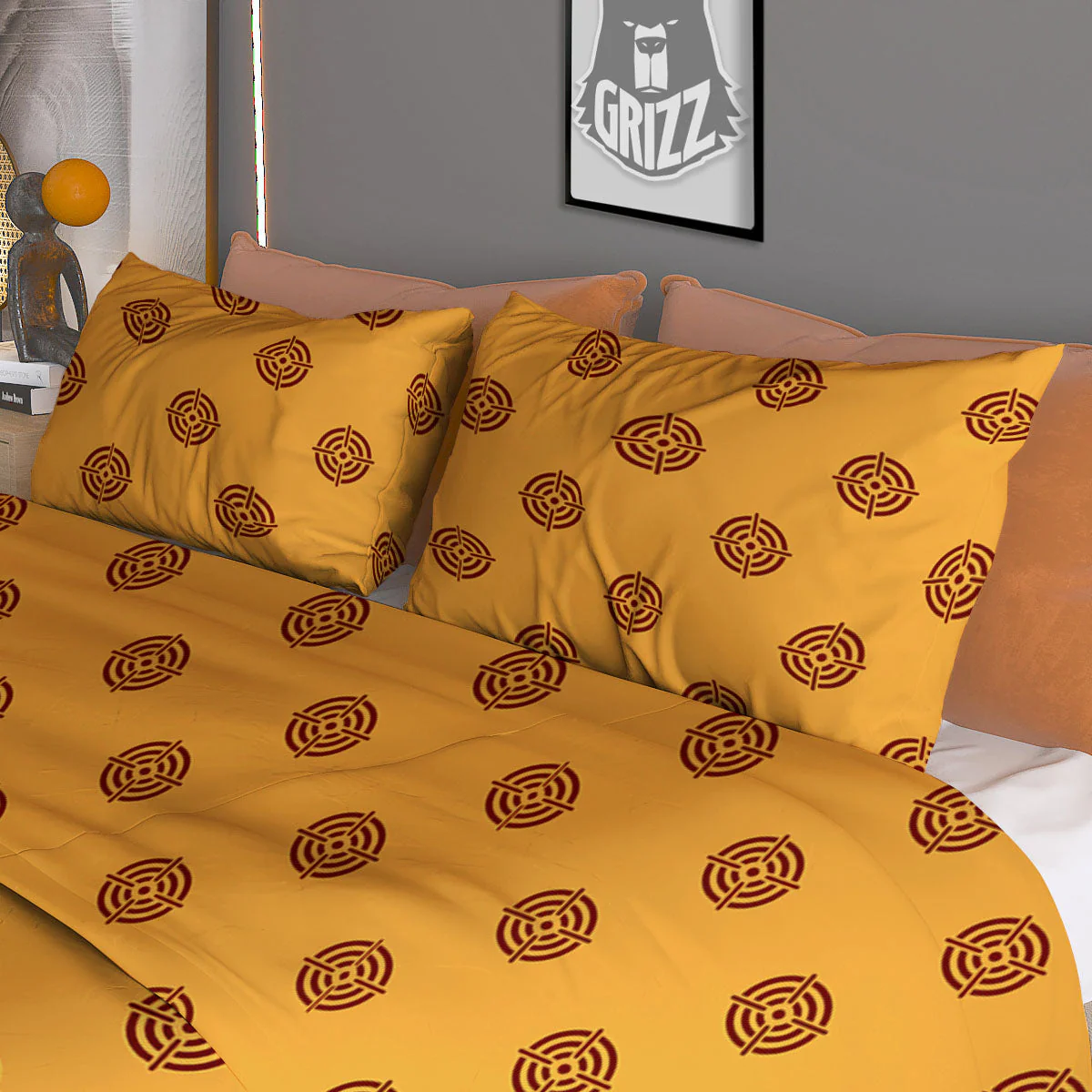 Bullseye Target Orange Print Pattern Duvet Cover Bedding Set - Image 3