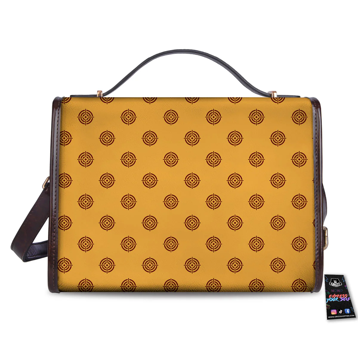 Bullseye Target Orange Print Pattern Women's Satchel Bag - Image 2