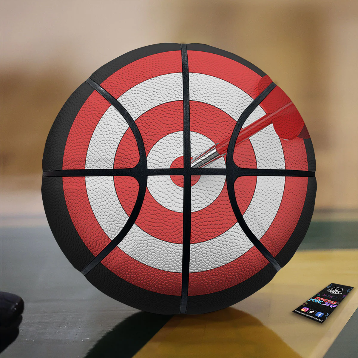 Bullseye Target White And Red Print Basketball
