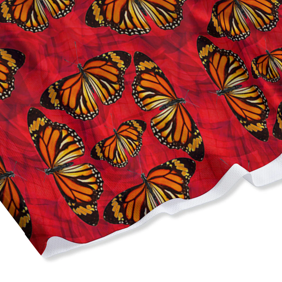 Butterflies Monarch Orange Print Pattern Mesh Shorts - Image 4