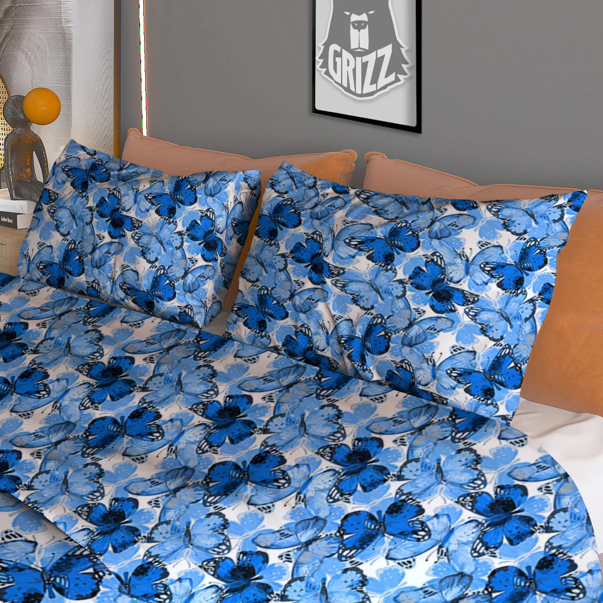 Butterfly Blue Spring Print Pattern Duvet Cover Bedding Set - Image 3