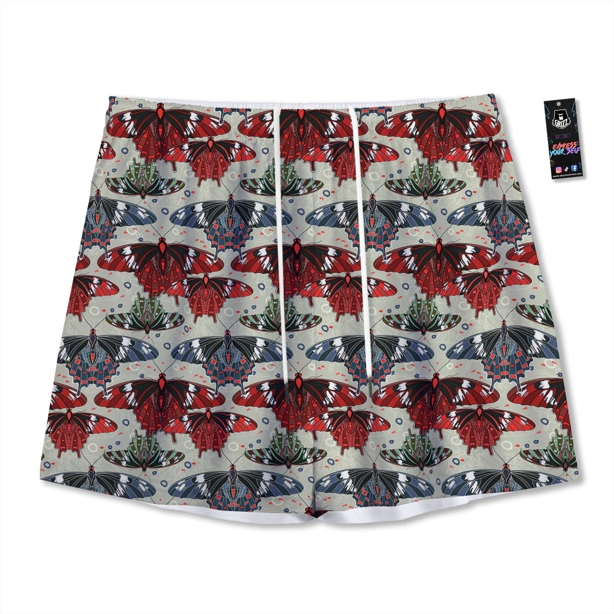Butterfly Exotic Print Pattern Mesh Shorts