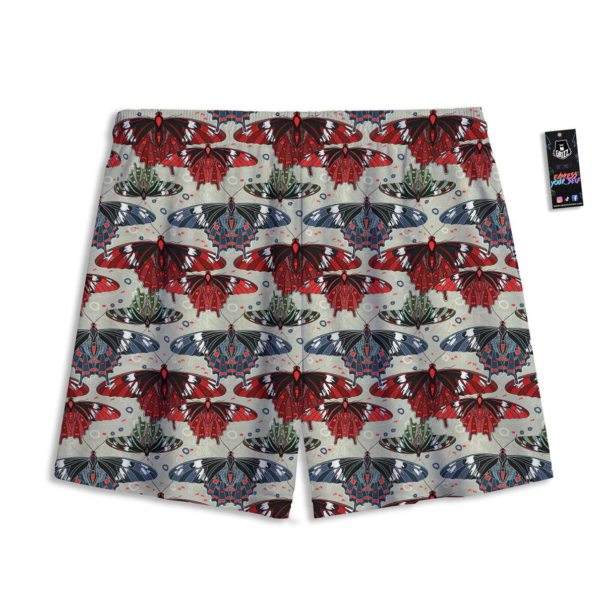 Butterfly Exotic Print Pattern Mesh Shorts - Image 2