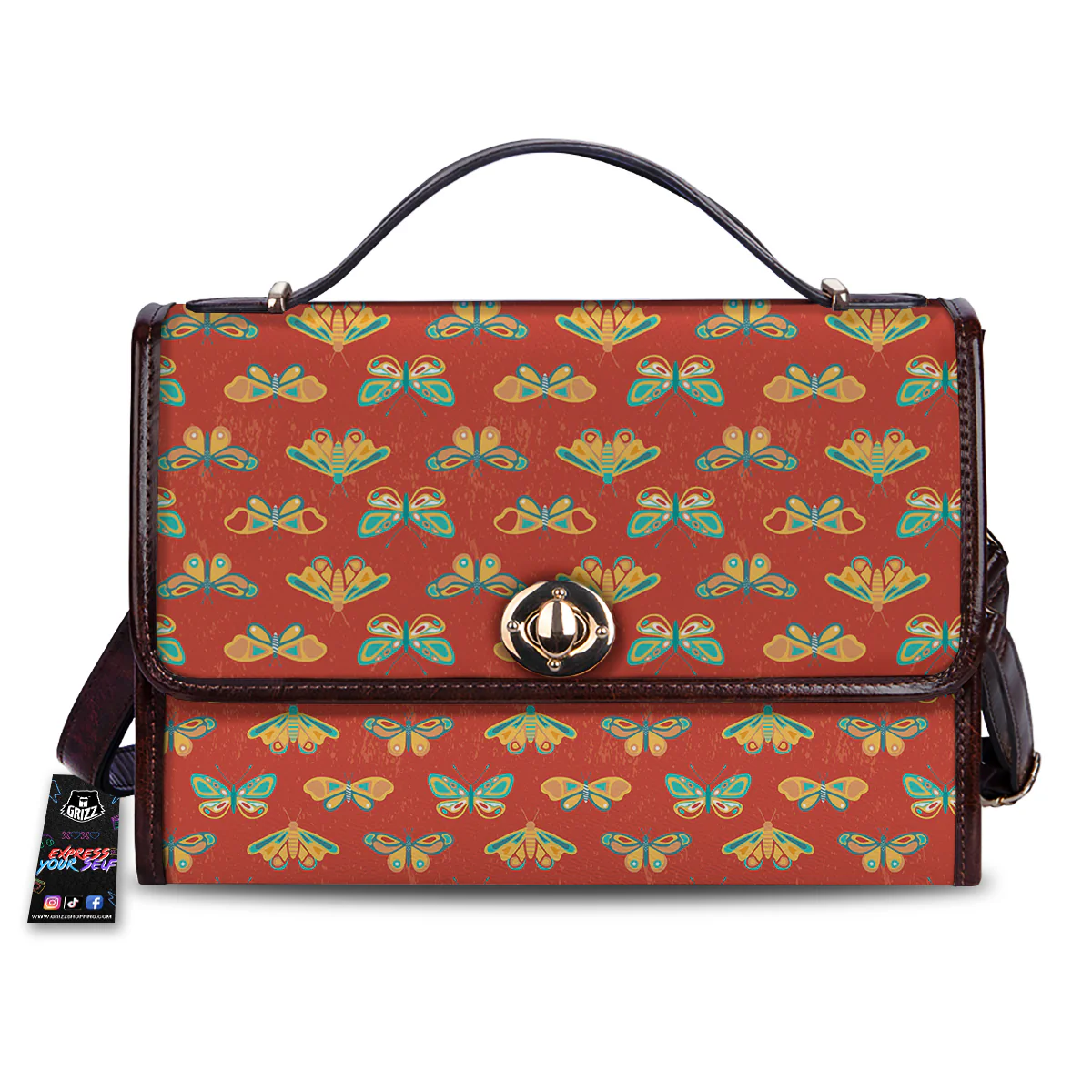 Butterfly Monarch Vintage Print Pattern Women's Satchel Bag