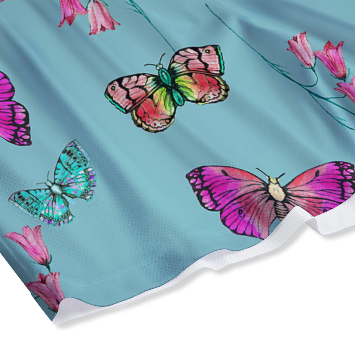 Butterfly Pink And Turquoise Print Pattern Mesh Shorts - Image 4