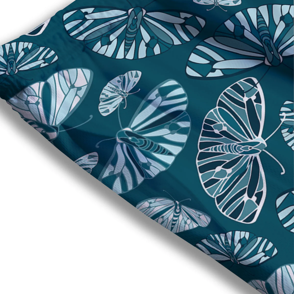 Butterfly Turquoise Print Pattern Mesh Shorts - Image 3