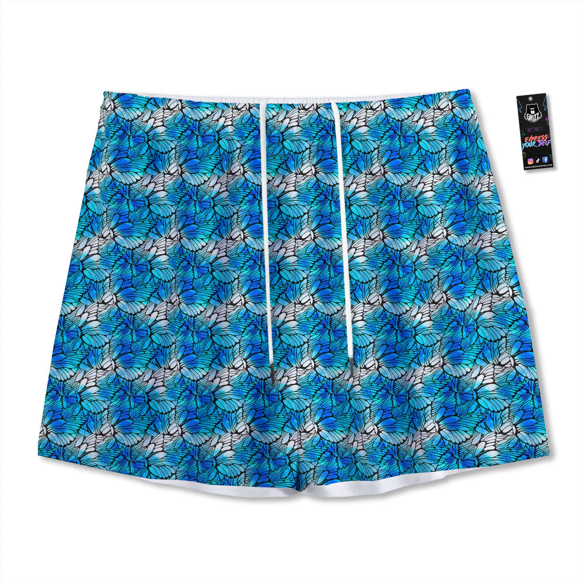 Butterfly Watercolor Blue Print Pattern Mesh Shorts