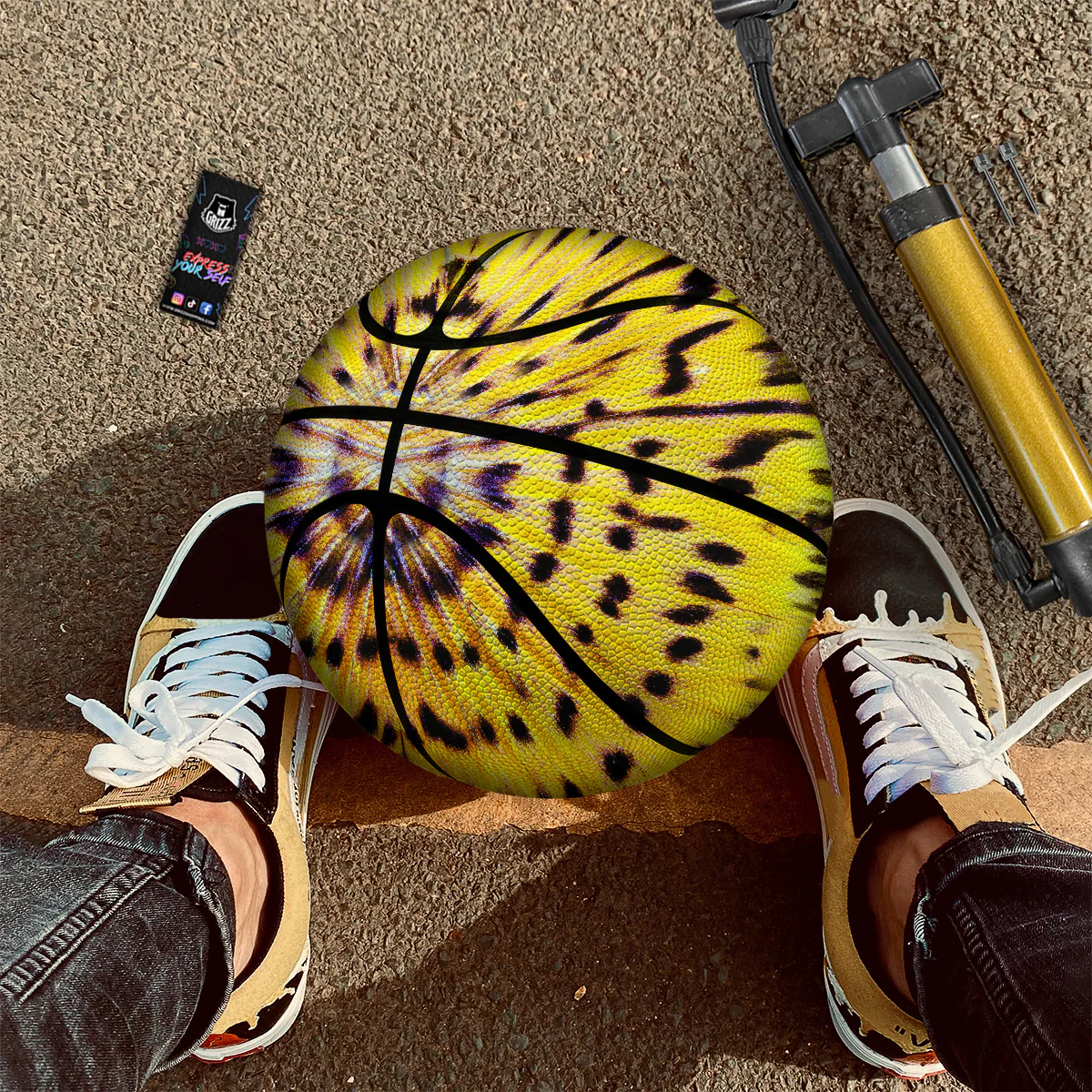 Butterfly Wing Skin Yellow Print Basketball - Image 2