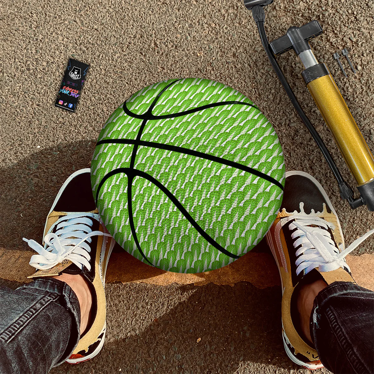 Cabbage Leaf Chinese Print Basketball - Image 2