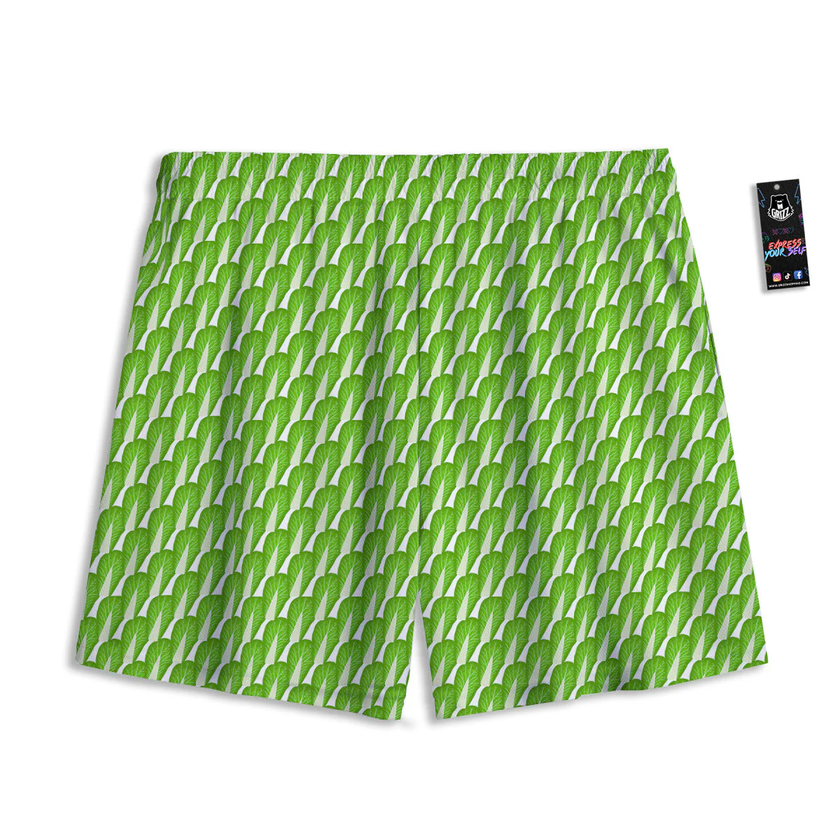 Cabbage Leaf Chinese Print Mesh Shorts - Image 2
