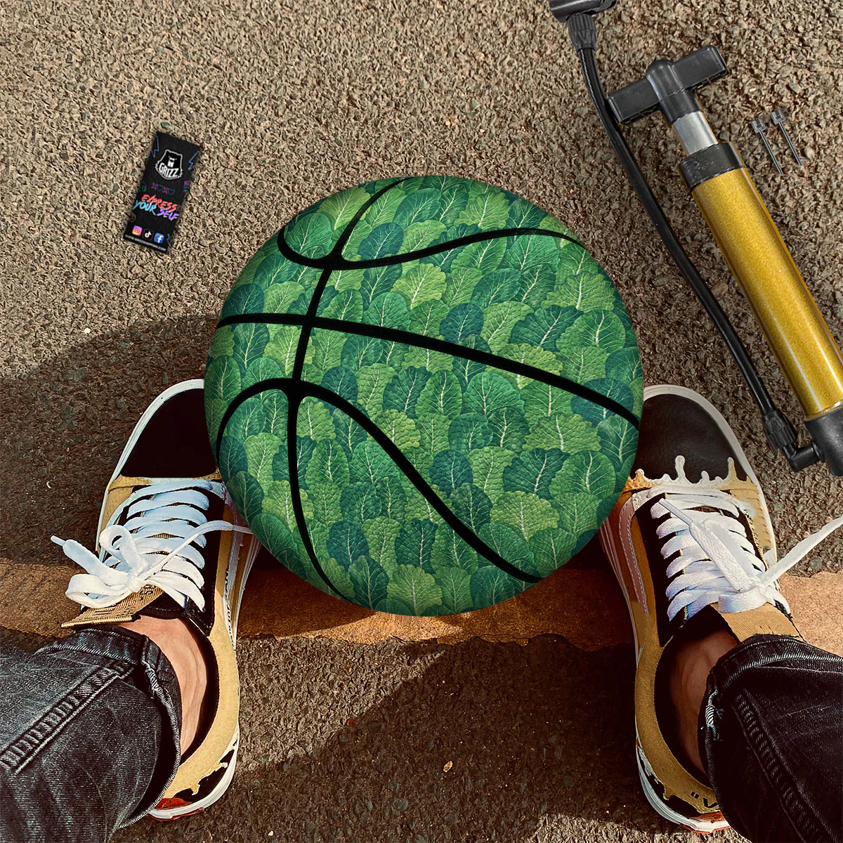 Cabbage Leaf Green Print Basketball - Image 2