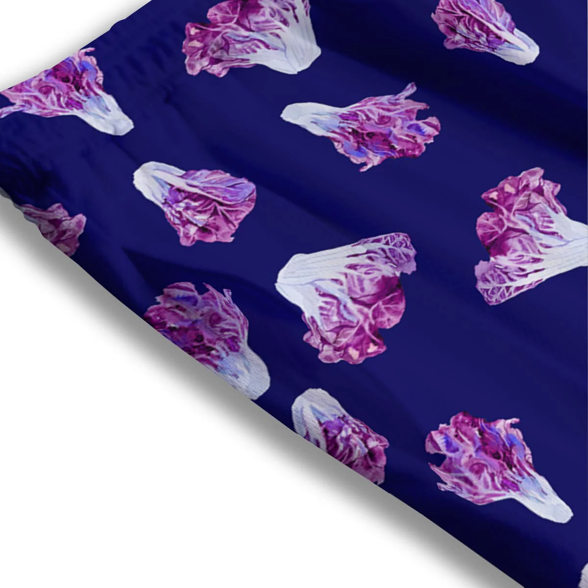 Cabbage Leaves Purple Print Pattern Mesh Shorts - Image 3
