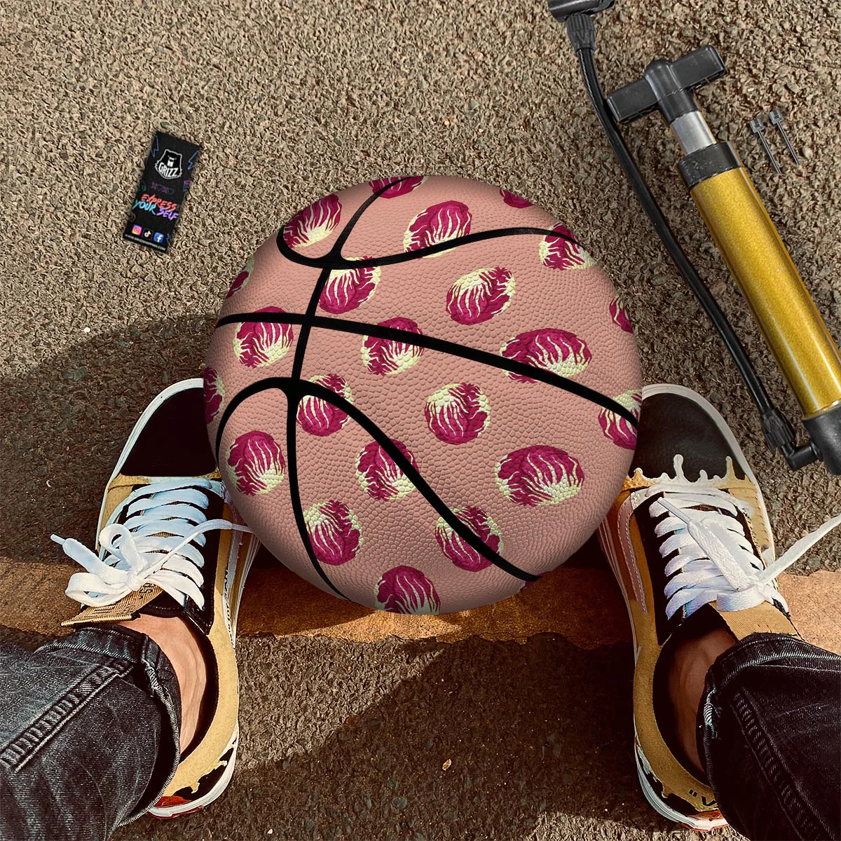 Cabbage Red Print Pattern Basketball - Image 2