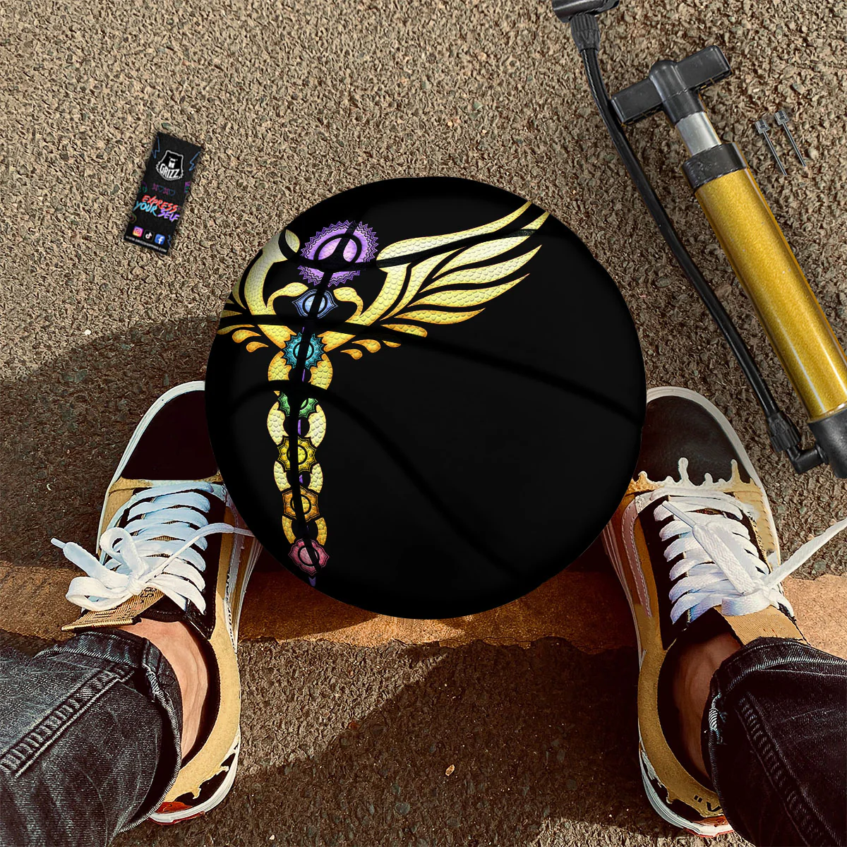 Caduceus 7 Chakras Print Basketball - Image 2