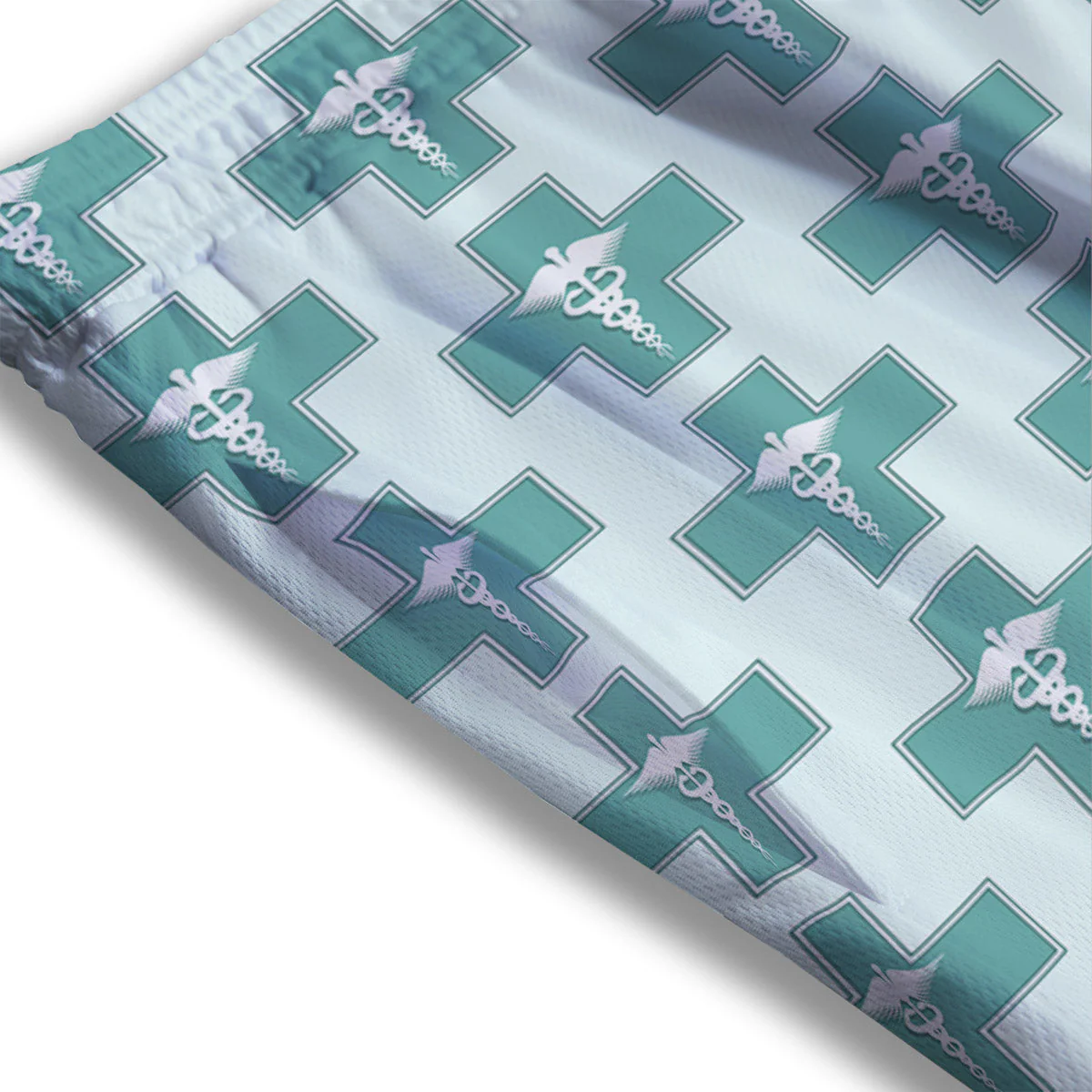 Caduceus Print Pattern Mesh Shorts - Image 3