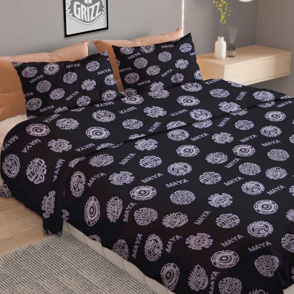 Calendar Aztec Maya Exotic Print Pattern Duvet Cover Bedding Set - Image 2