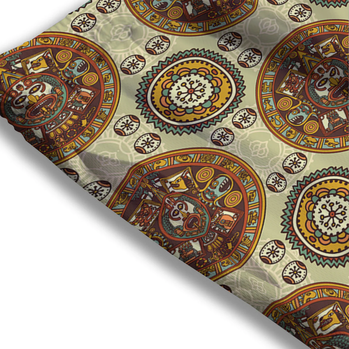 Calendar Aztec Vintage Print Pattern Mesh Shorts - Image 3
