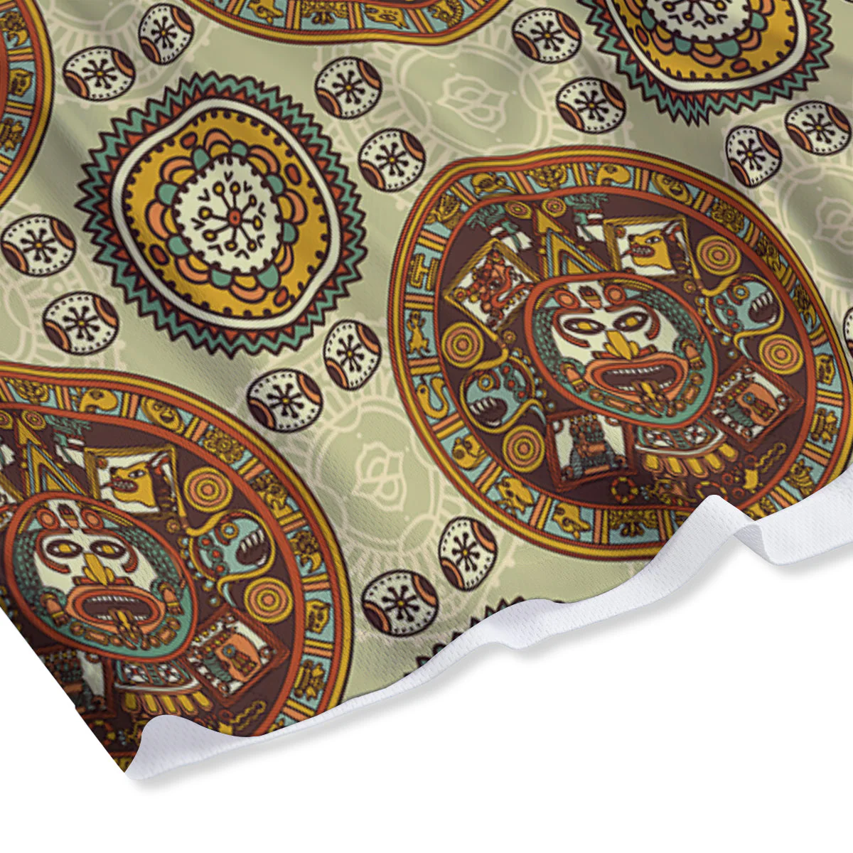 Calendar Aztec Vintage Print Pattern Mesh Shorts - Image 4