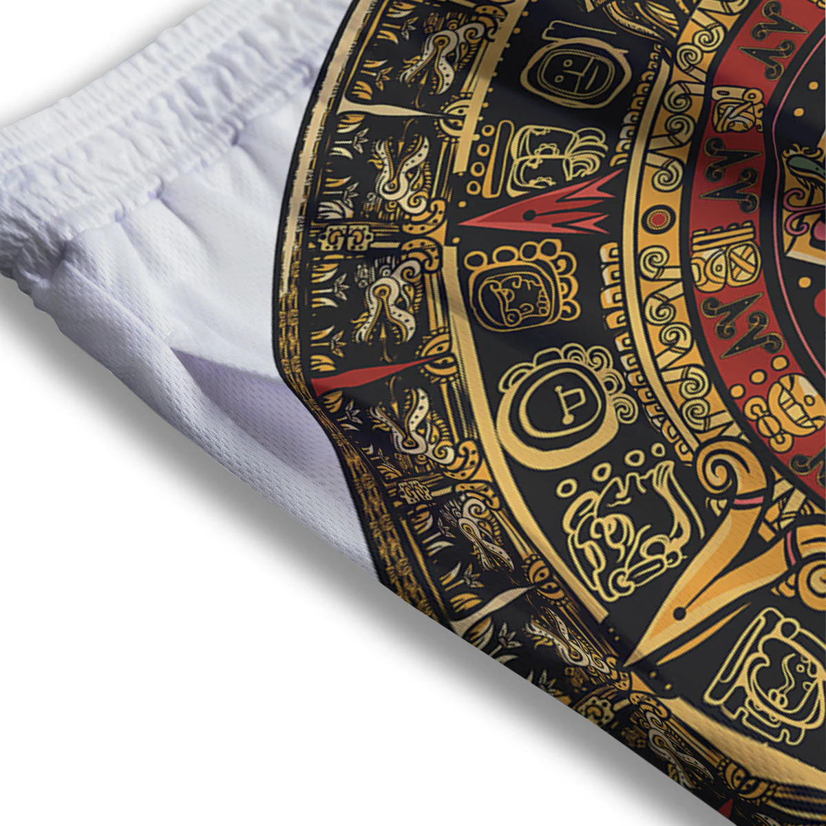 Calendar Mayan Print Mesh Shorts - Image 3