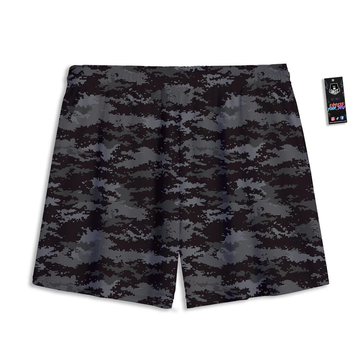 Camo Black Tan Digital Print Pattern Mesh Shorts - Image 2