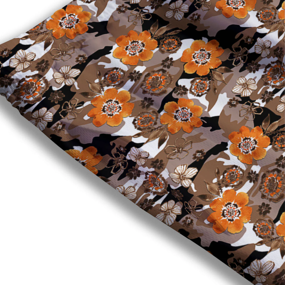 Camo Flower Brown Hawaiian Print Pattern Mesh Shorts - Image 3