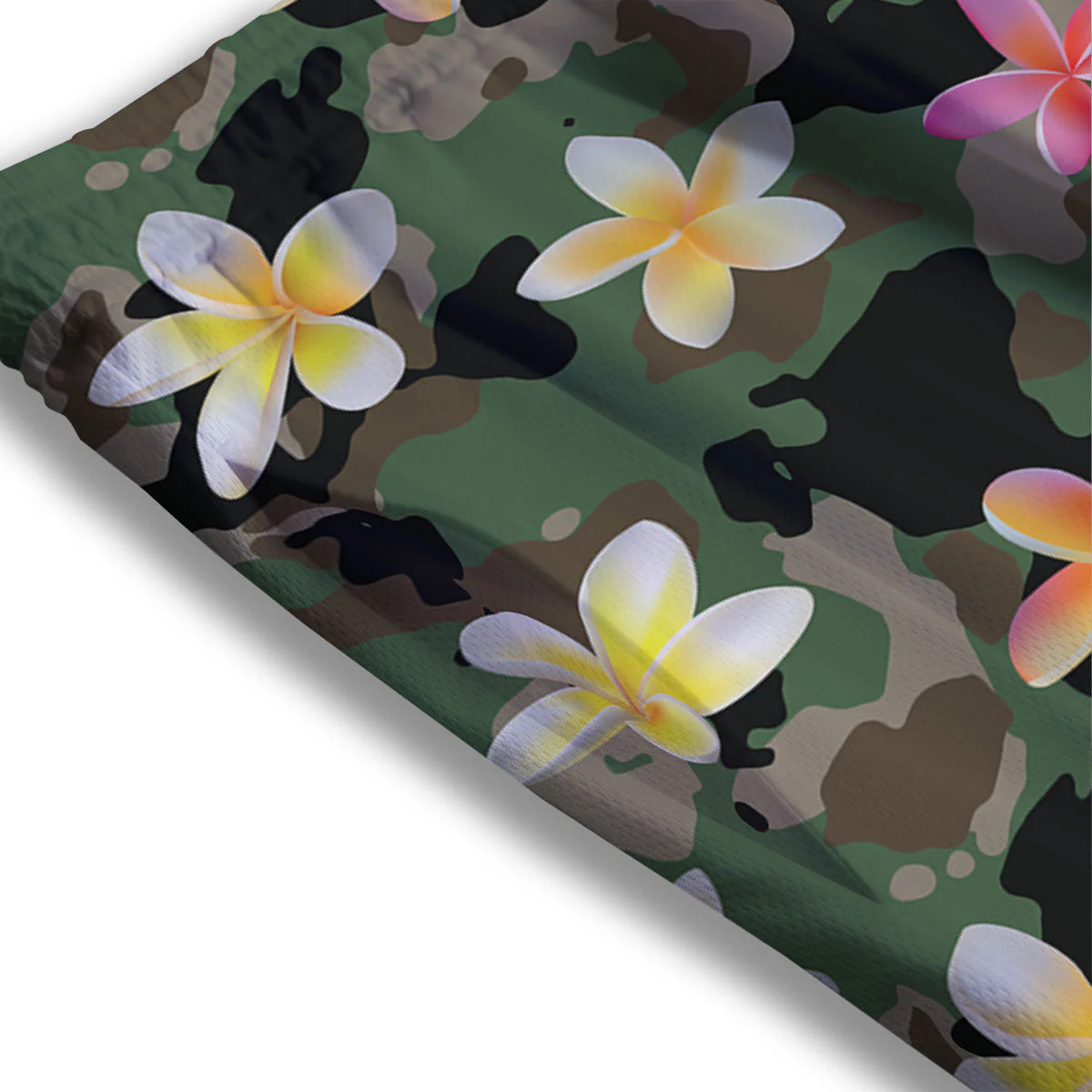 Camo Flower Military Green Print Pattern Mesh Shorts - Image 3