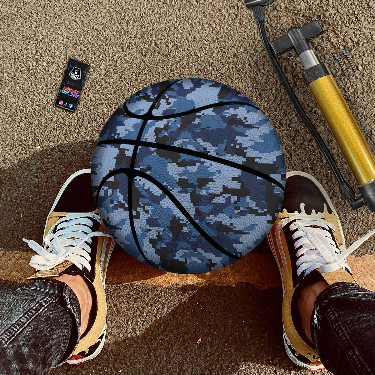 Camo Navy Digital Print Pattern Basketball - Image 2