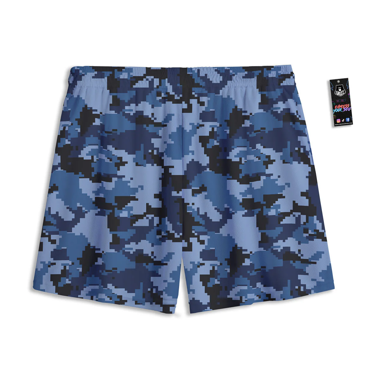 Camo Navy Digital Print Pattern Mesh Shorts - Image 2