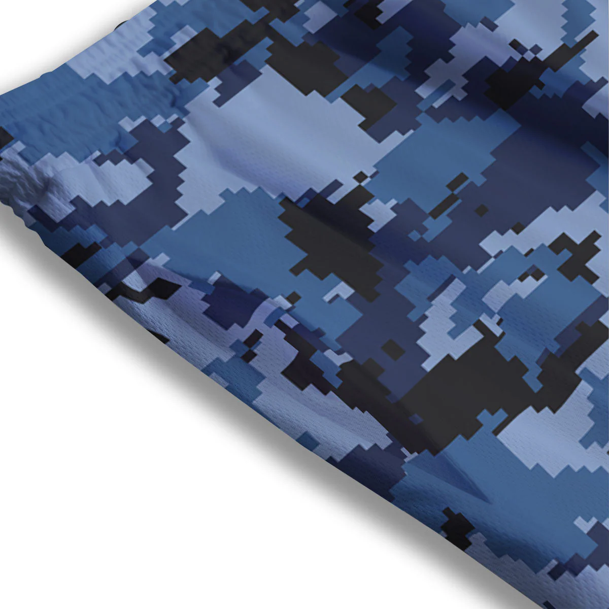 Camo Navy Digital Print Pattern Mesh Shorts - Image 3