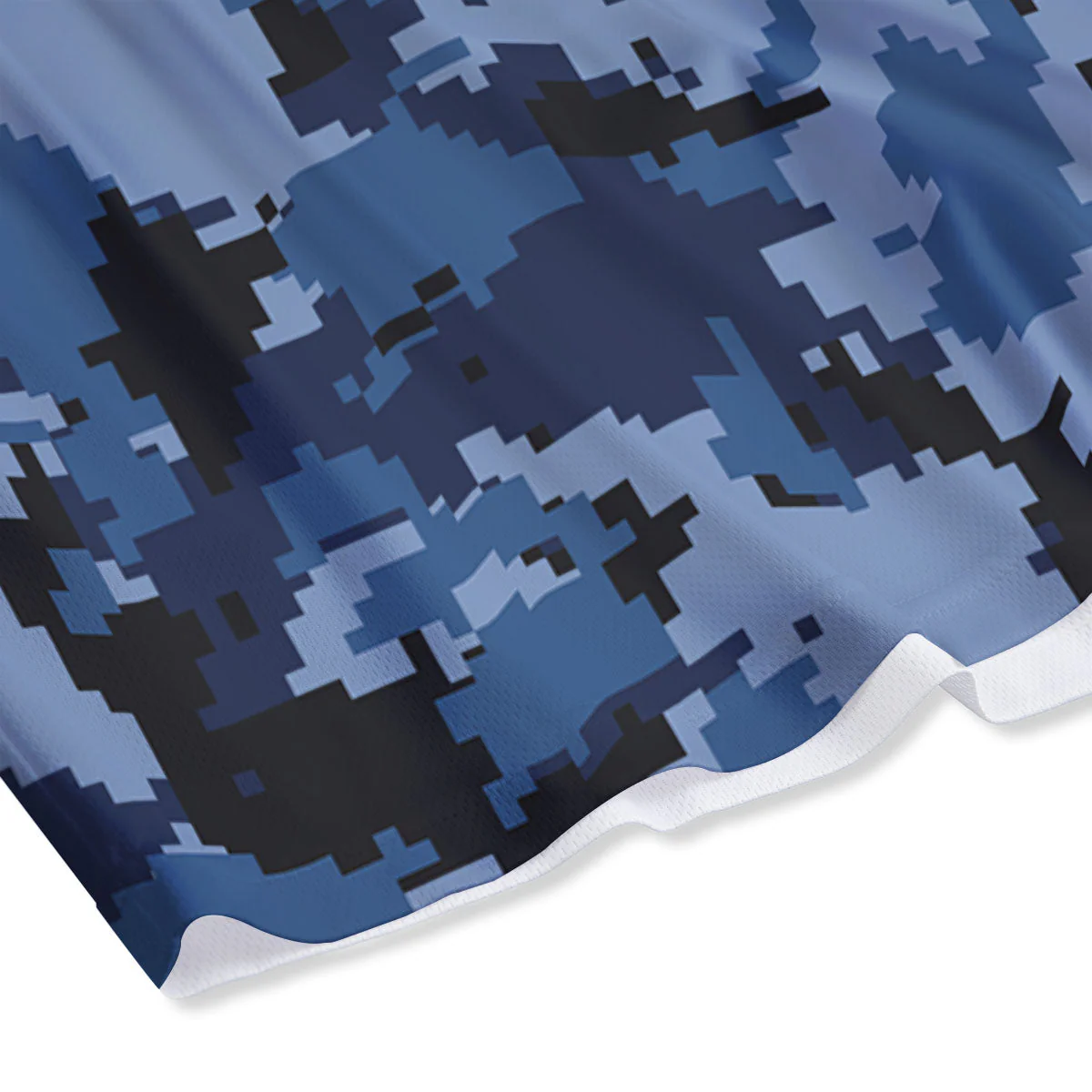 Camo Navy Digital Print Pattern Mesh Shorts - Image 4