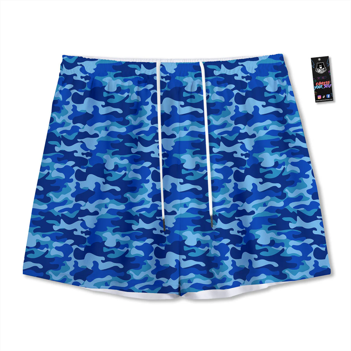 Camouflage Blue Print Mesh Shorts