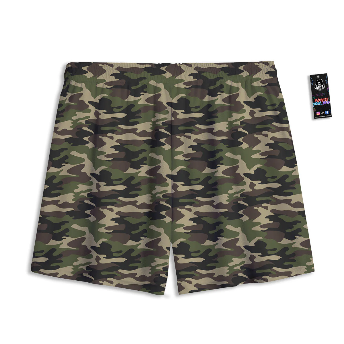 Camouflage Brown And Green Print Mesh Shorts - Image 2