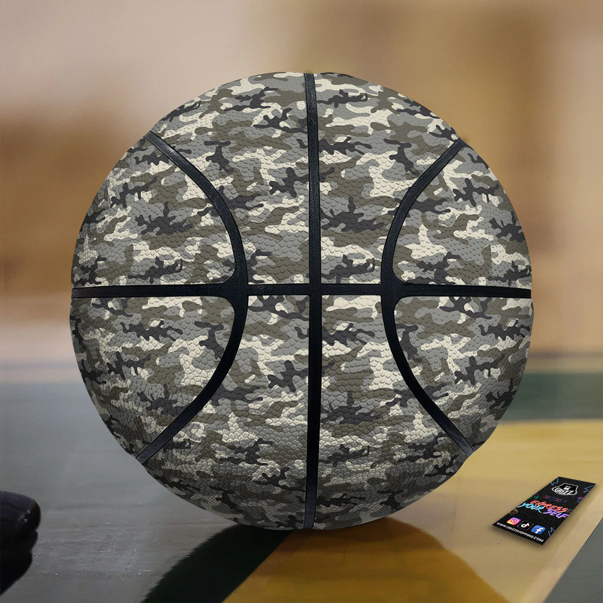 Camouflage Brown And Grey Print Basketball