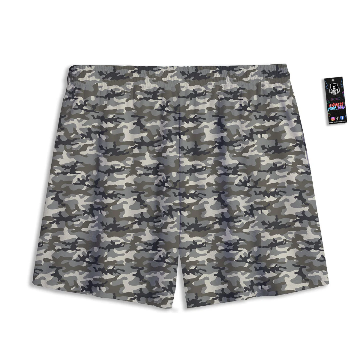Camouflage Brown And Grey Print Mesh Shorts - Image 2