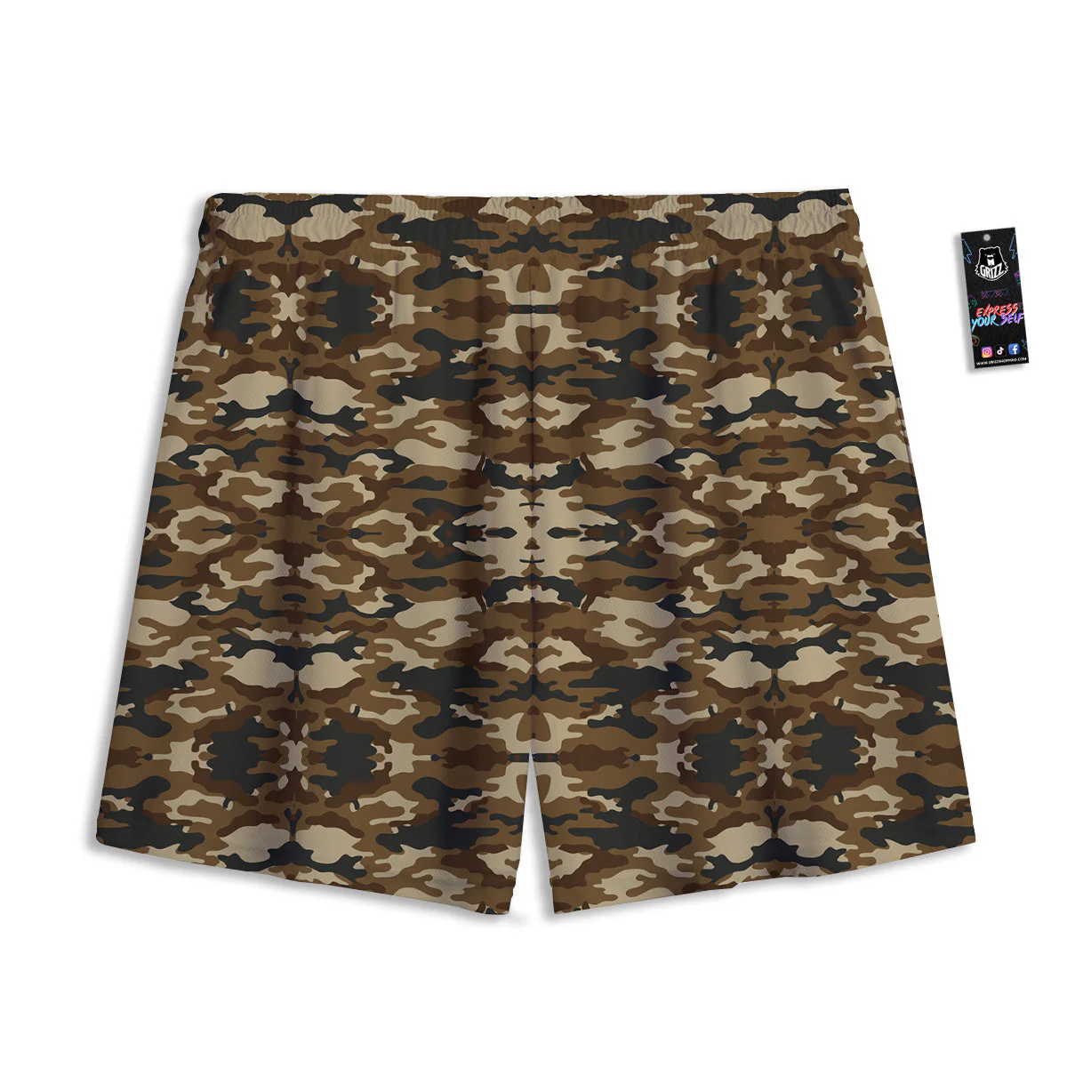 Camouflage Brown Print Mesh Shorts - Image 2