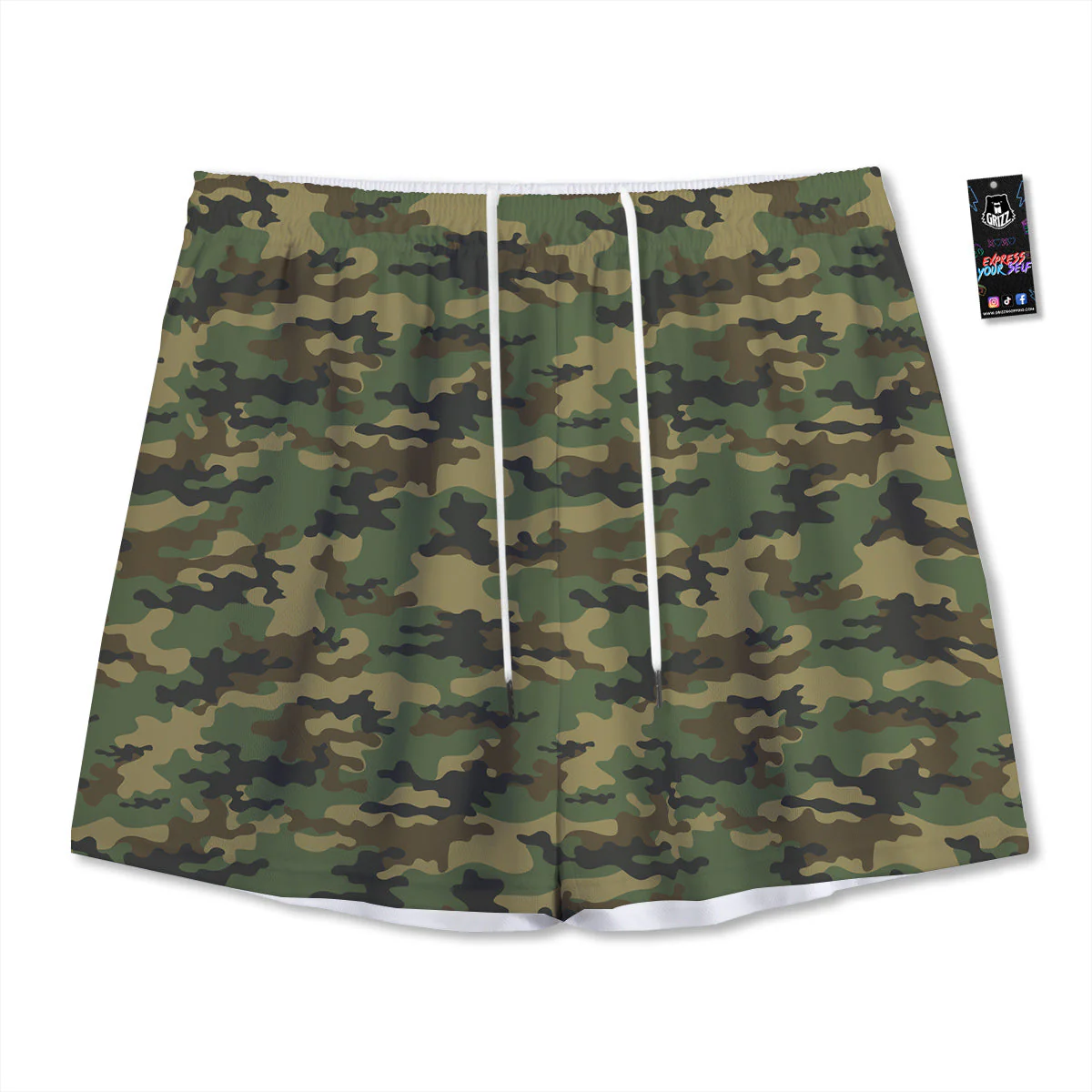 Camouflage Classic Green Print Mesh Shorts