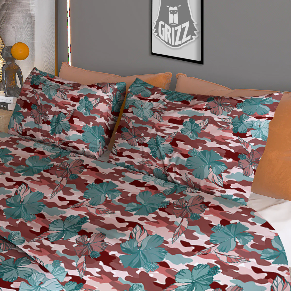 Camouflage Flower Colorful Aloha Print Duvet Cover Bedding Set - Image 3