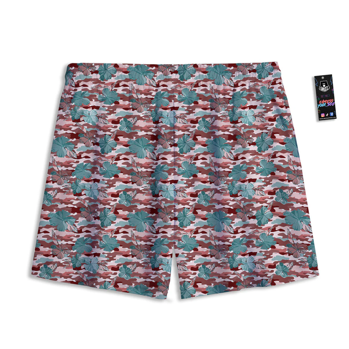 Camouflage Flower Colorful Aloha Print Mesh Shorts - Image 2