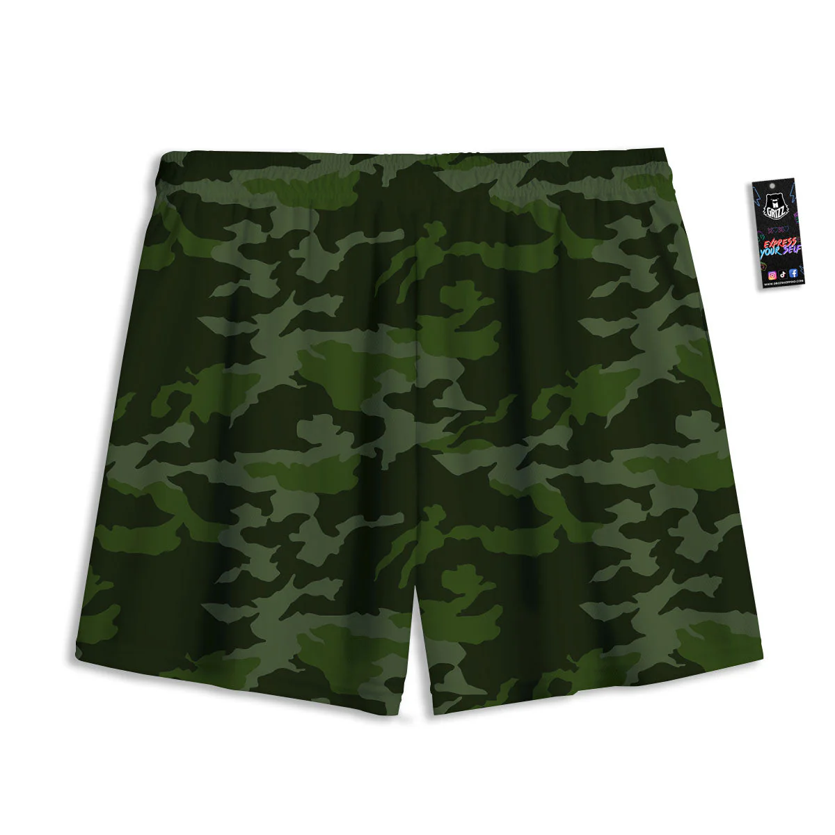 Camouflage Green And Black Print Mesh Shorts - Image 2