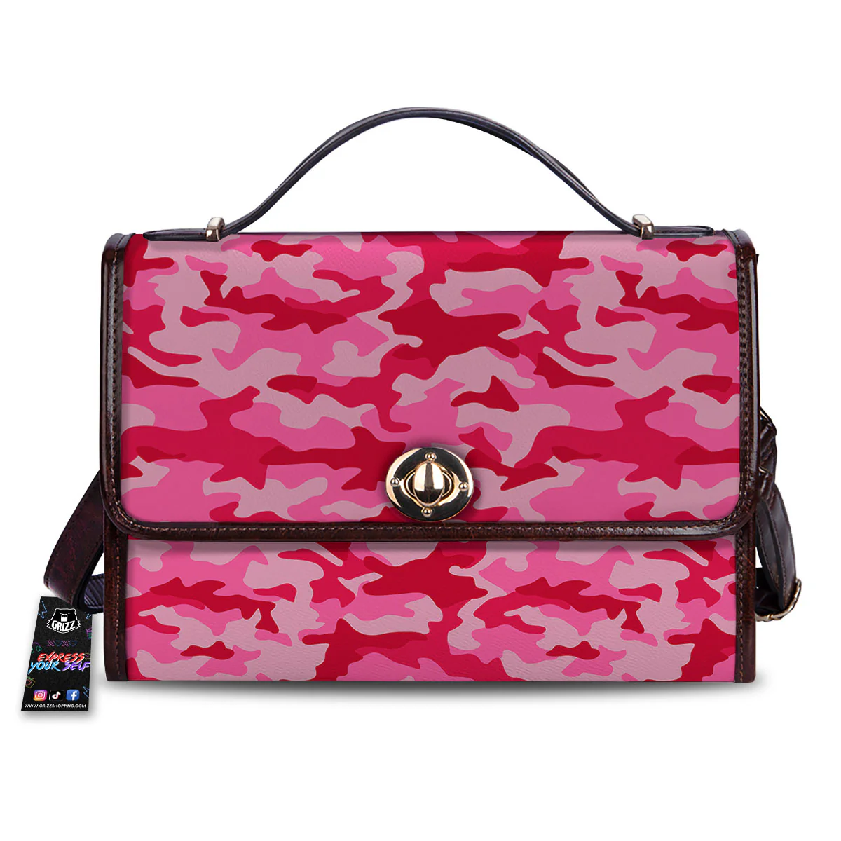 Camouflage Hot Pink Print Women's Satchel Bag