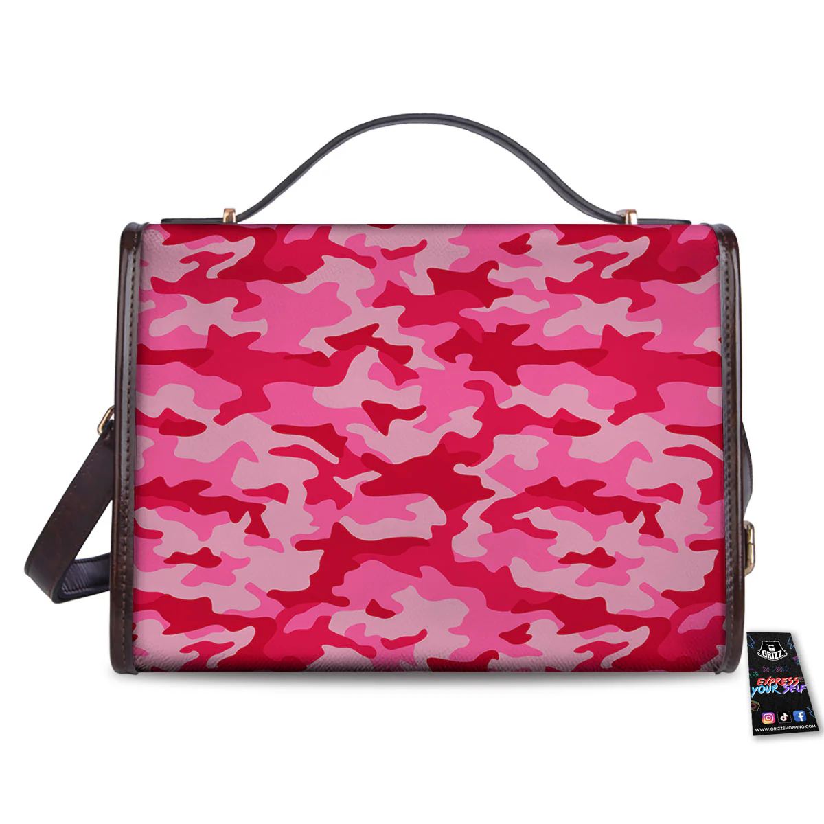 Camouflage Hot Pink Print Women's Satchel Bag - Image 2